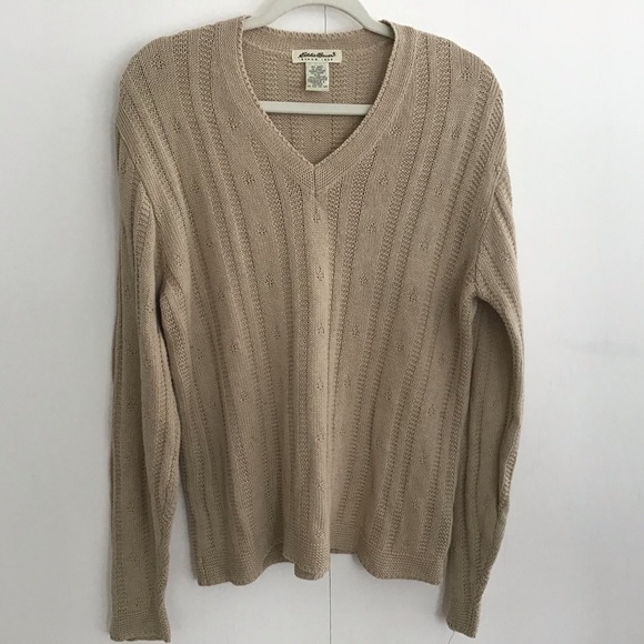 Eddie Bauer linen/ cotton blend v neck sweater. Size medium tall. - Picture 1 of 9